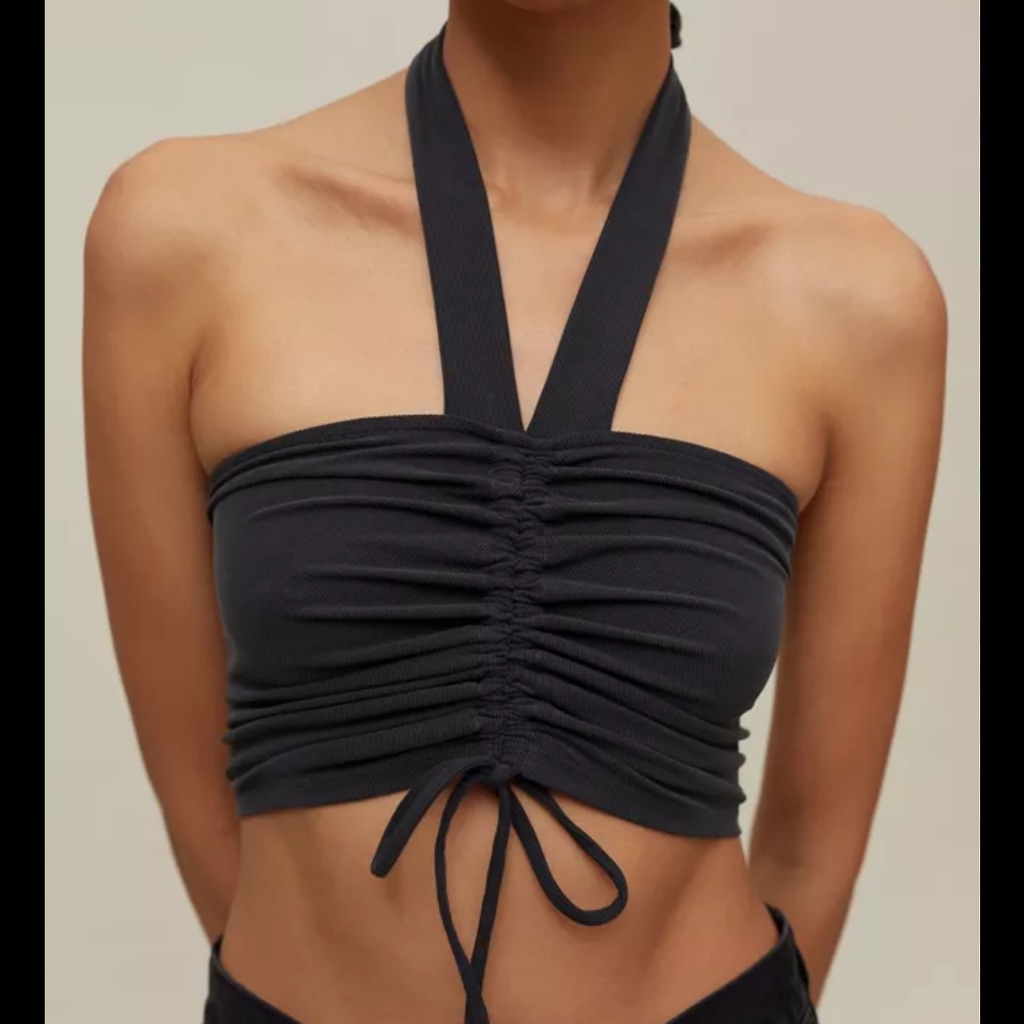 Urban Outfitters Halter Rouched Cropped Tank Top